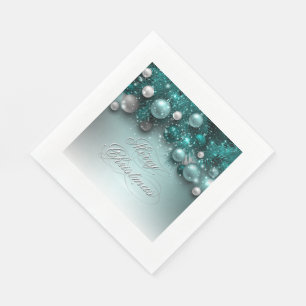 Christmas Holiday Ornaments - Teal Napkin