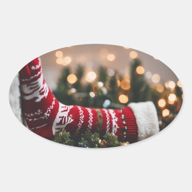 Christmas Holiday Oval Sticker (Front)