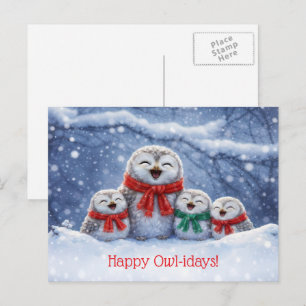 Christmas Holiday Owls Cute Postcard