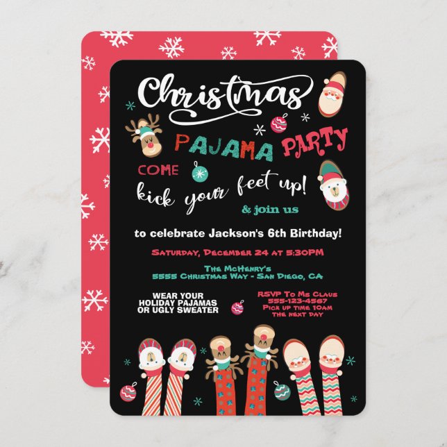 Christmas Holiday Pajama Party Invitation (Front/Back)