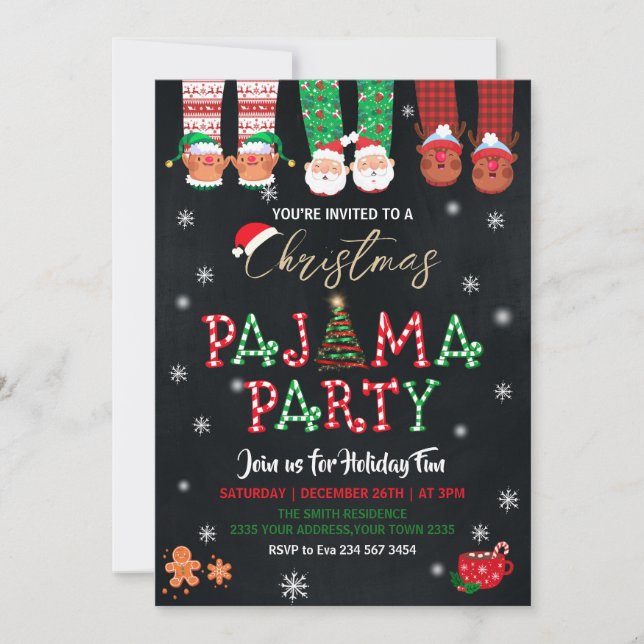 Christmas Holiday Pajama Party Invitation (Front)