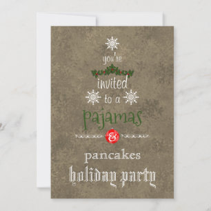 Christmas Holiday Pajamas & Pancakes Family Party Invitation