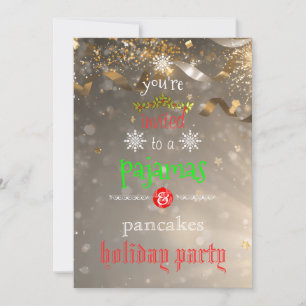 Christmas Holiday Pajamas & Pancakes Family Party Invitation