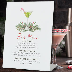 Christmas Holiday Party Bar Menu Martini Drinks Pedestal Sign