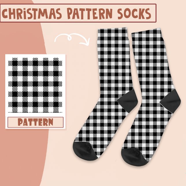 Christmas Holiday Party Black And White Pattern  Socks (Creator Uploaded)