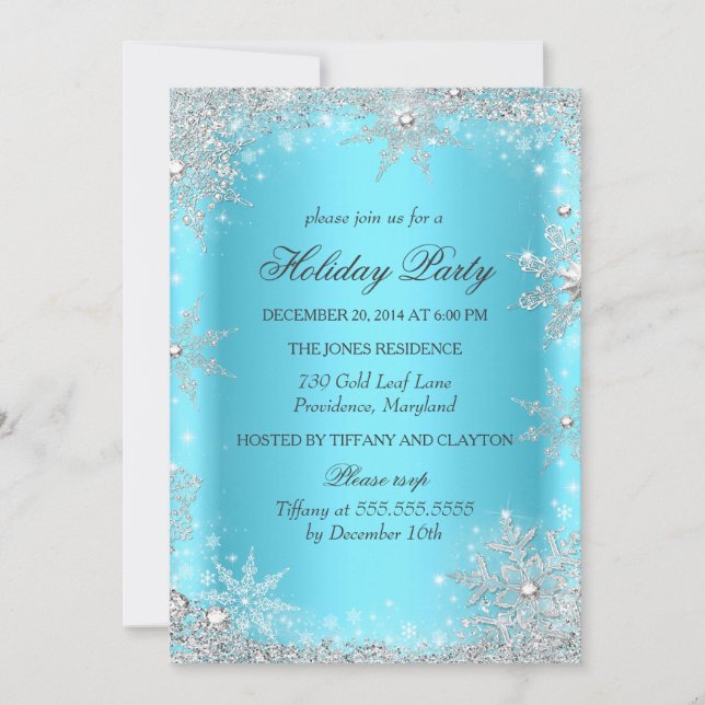 Christmas Holiday Party Blue Winter Wonderland Invitation (Front)
