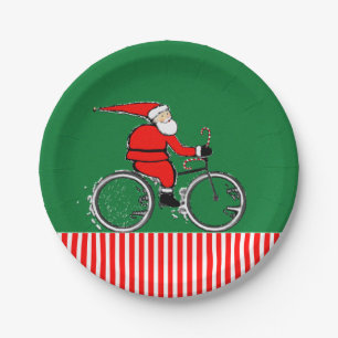 Christmas Holiday Party Cyclist Paper Plate