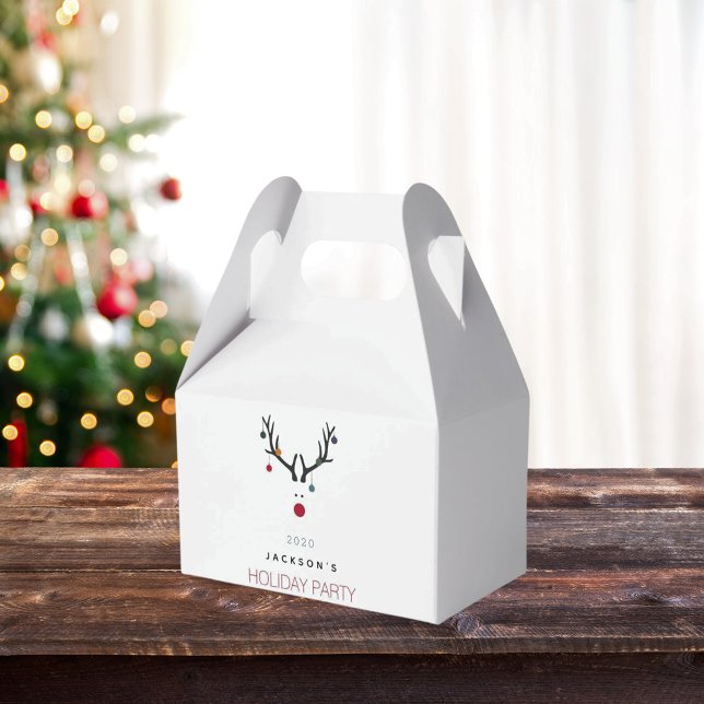 Christmas holiday party funny reindeer white red favour box (Creator Uploaded)