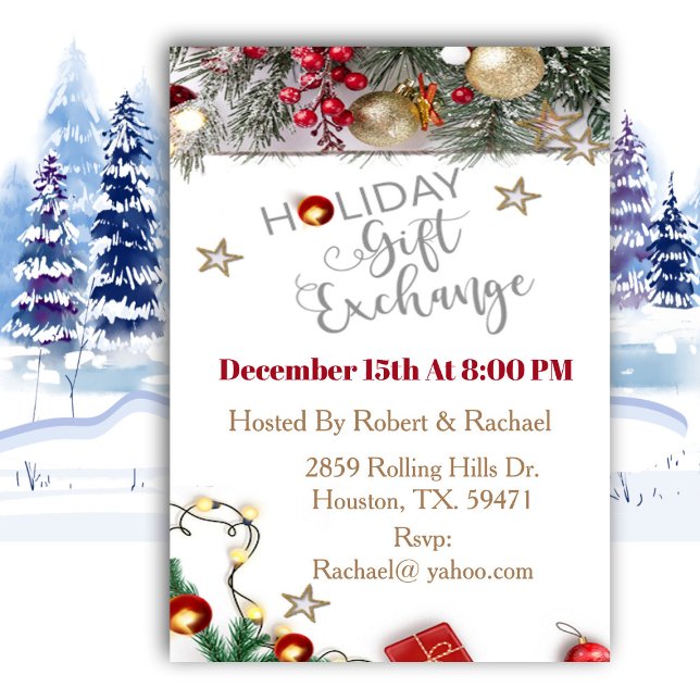 Christmas Holiday Party Gift Exchange  Invitation (Creator Uploaded)