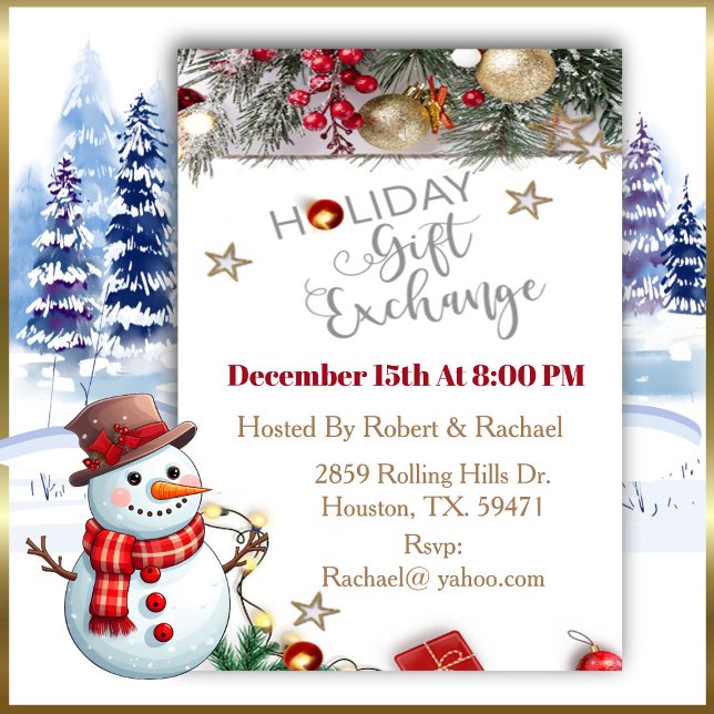 Christmas Holiday Party Gift Exchange  Invitation (Creator Uploaded)