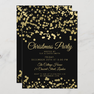 Christmas   Holiday Party Gold Foil Confetti Invitation