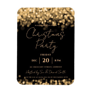 Christmas Holiday Party Gold Shimmering Lights Inv Magnet