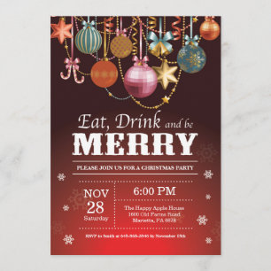 Christmas Holiday Party Invitation Eat Drink Merry