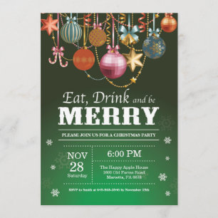 Christmas Holiday Party Invitation Eat Drink Merry