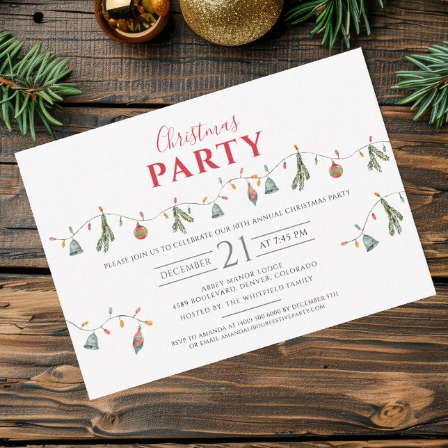 Christmas Holiday Party Modern Card (Christmas Party Boho Rustic Invitation)
