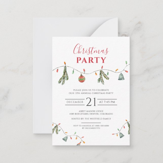 Christmas Holiday Party Modern Minimalist Card (Front)