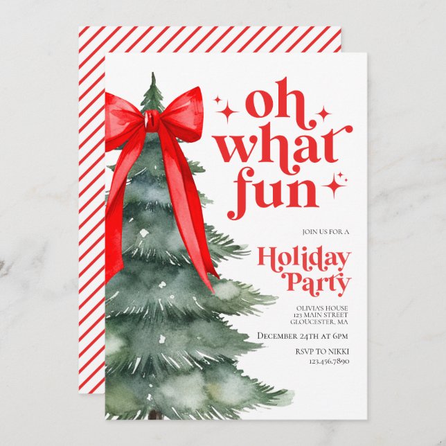 Christmas Holiday Party Oh What Fun Invitation (Front/Back)