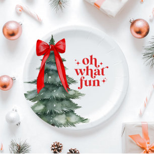Christmas Holiday Party Oh What Fun Paper Plate