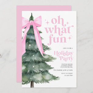 Christmas Holiday Party Oh What Fun Pink Invitation