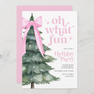 Christmas Holiday Party Oh What Fun Pink Invitation