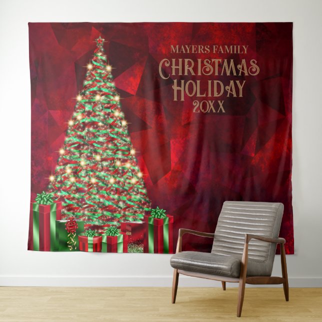 Christmas Holiday Party Photo Booth Backdrop Tapestry (In Situ (Horizontal))