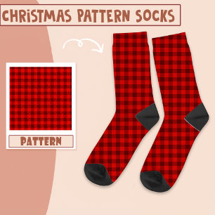 Christmas Holiday Party Red And Black Pattern Socks