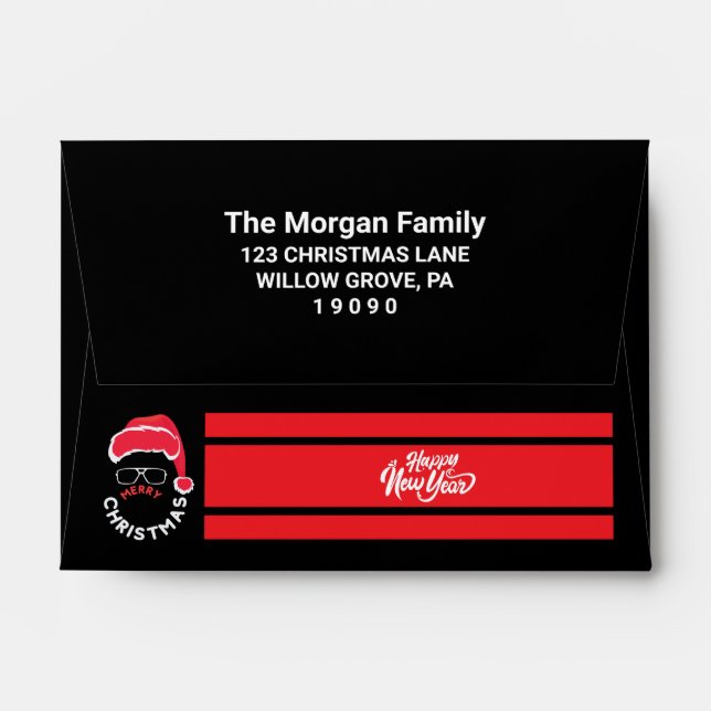  Christmas Holiday Party Red Black Envelope (Back (Top Flap))