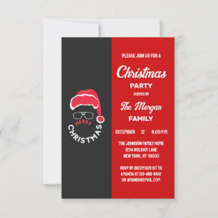 Christmas Holiday Party Red Black Invitation