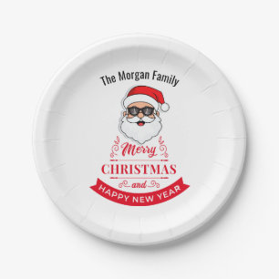 Christmas Holiday Party Red Black Paper Plate