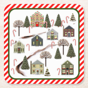 Christmas Holiday Party Square Paper Coaster