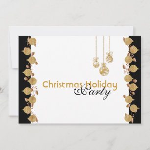 Christmas holiday party tree decorations gold invitation