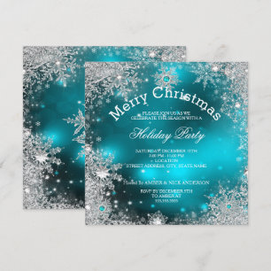 Christmas Holiday Party Winter Wonderland Teal Invitation
