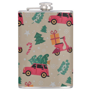 Christmas Holiday Patten Wrapping Paper Sheets Hip Flask
