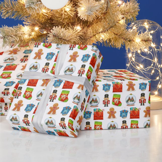 Christmas Holiday Pattern Cheerful Wrapping Paper (Holidays)