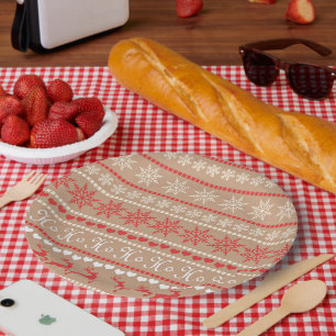 Christmas Holiday pattern Paper Plate