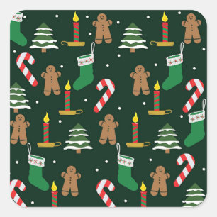 Christmas Holiday Pattern Square Sticker