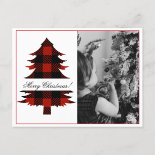 Christmas Holiday Photo Buffalo Plaid Postcard