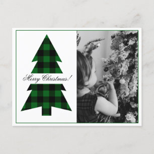 Christmas Holiday Photo Buffalo Plaid Postcard