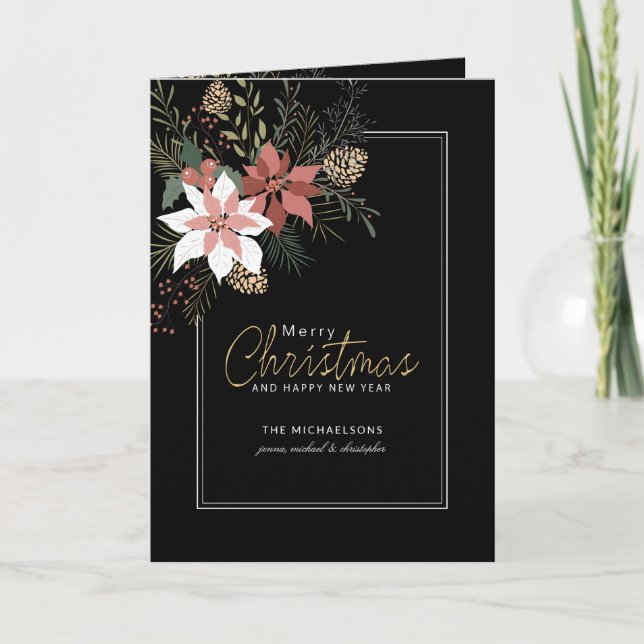 CHRISTMAS HOLIDAY PHOTO | Pink Poinsettias (Front)