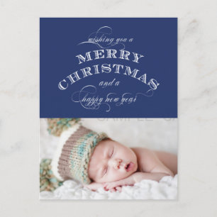 CHRISTMAS HOLIDAY PHOTO POSTCARD BLUE