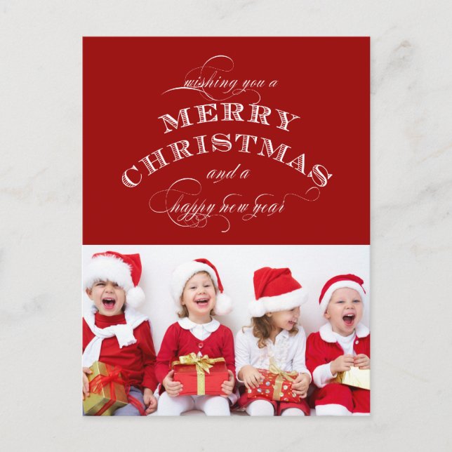 CHRISTMAS HOLIDAY PHOTO POSTCARD RED (Front)
