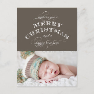 CHRISTMAS HOLIDAY PHOTO POSTCARD TAUPE