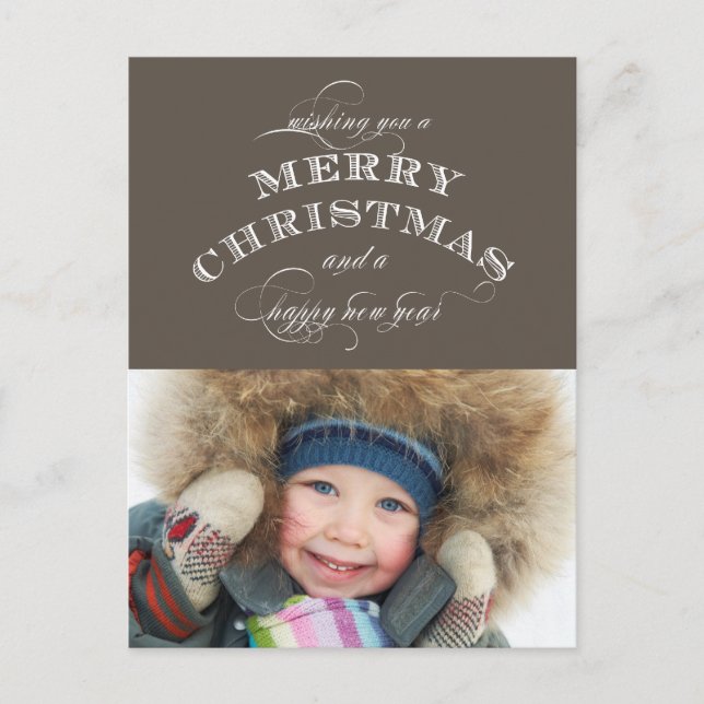 CHRISTMAS HOLIDAY PHOTO POSTCARD | TAUPE (Front)