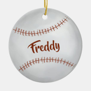 Christmas Holiday Photo Simple Baseball Sports Ceramic Ornament