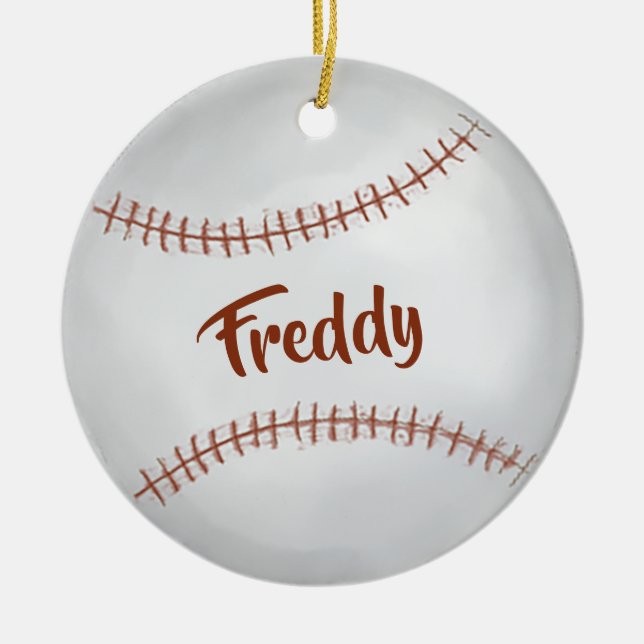 Christmas Holiday Photo Simple Baseball Sports  Ceramic Ornament (Front)