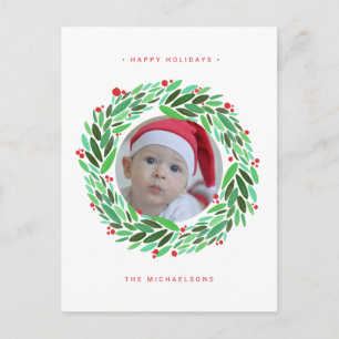 CHRISTMAS HOLIDAY PHOTO   Watercolor Wreath