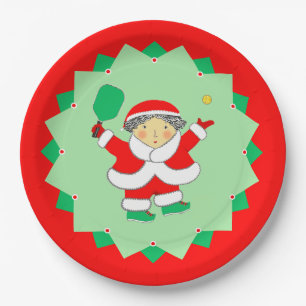 Christmas Holiday Pickleball Party Paper Plate