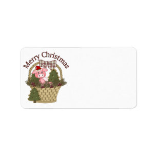 Christmas Holiday Pig Basket - Customise Label