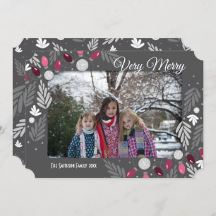 Christmas Holiday Pink Lights One Photo Option Invitation
