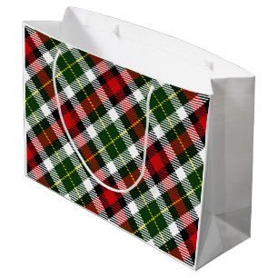 Christmas Holiday Plaid Classic Colourful Festive Large Gift Bag